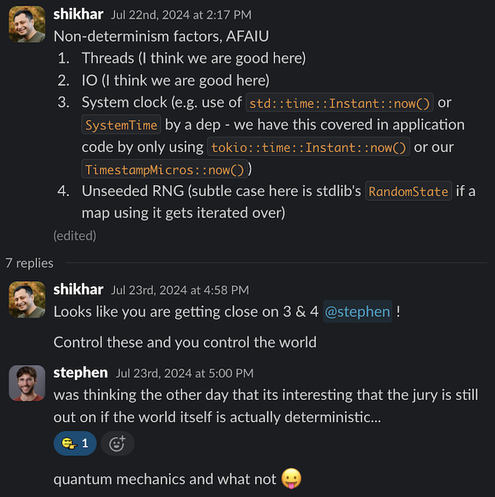 内部 Slack 中关于可能导致不确定性的来源的讨论