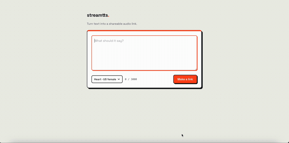 StreamTTS demo: paste text, pick a voice, and follow the audio as it streams in